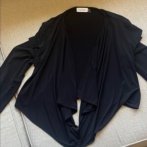 Calvin Klein Black Draped Open-Front CoverUp
